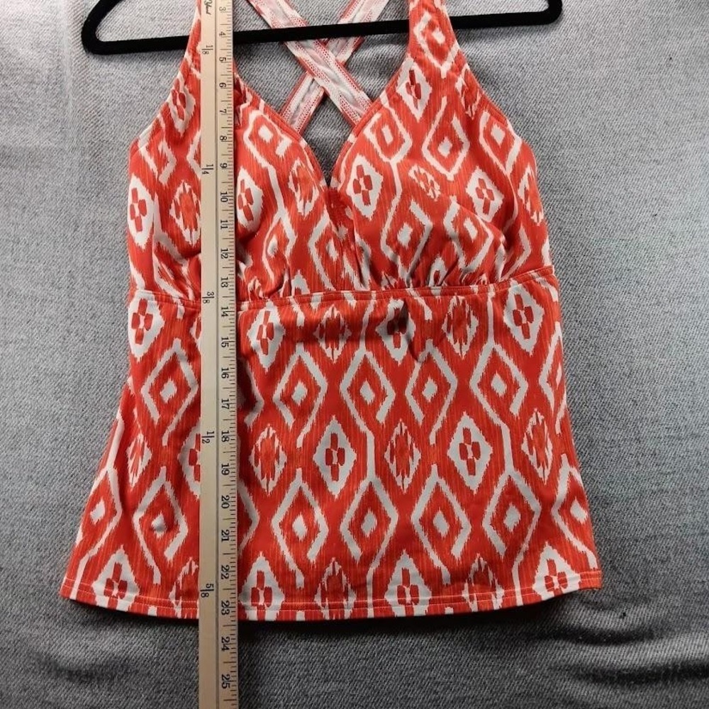 Lands' End‎ Tankini Top Womens 14D Orange Ikat Racerback Built In Bra Swim - Picture 5 of 6